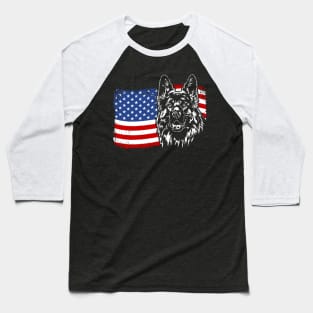 German Shepherd American Flag patriotic dog Baseball T-Shirt